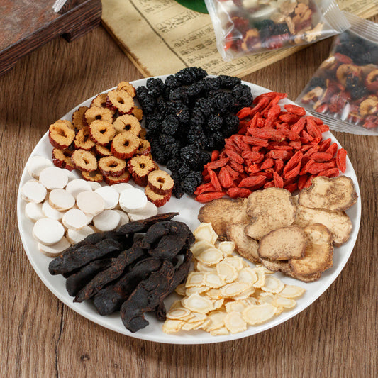Kidney-tonifying tea formula Ginseng five-treasure tea combination scented tea Eight-treasure tea Red dates wolfberry tea Men's tea Health tea Mulberry herbal formula health tea
